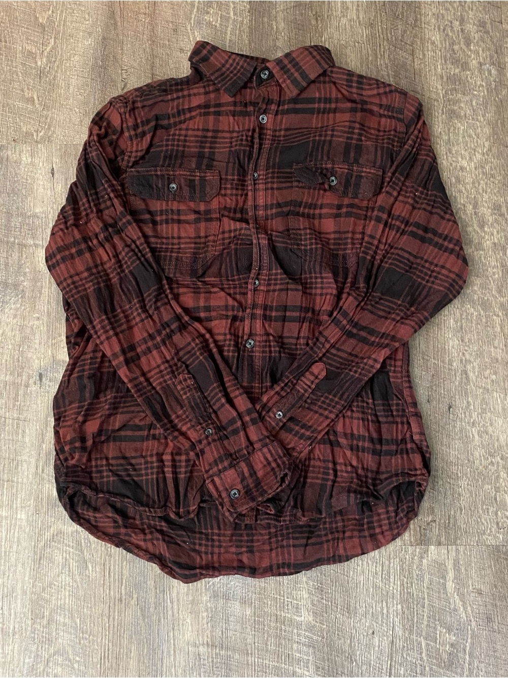 George Men’s 42–44 Burgundy & Black Plaid Flannel